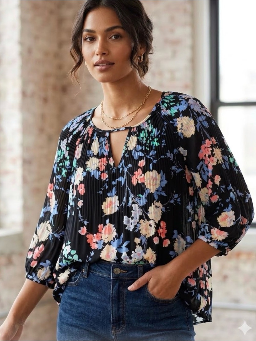 Black Floral Blouse